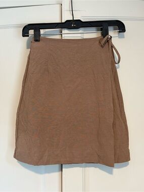 & Other Stories Taupe Wrap Mini Skirt